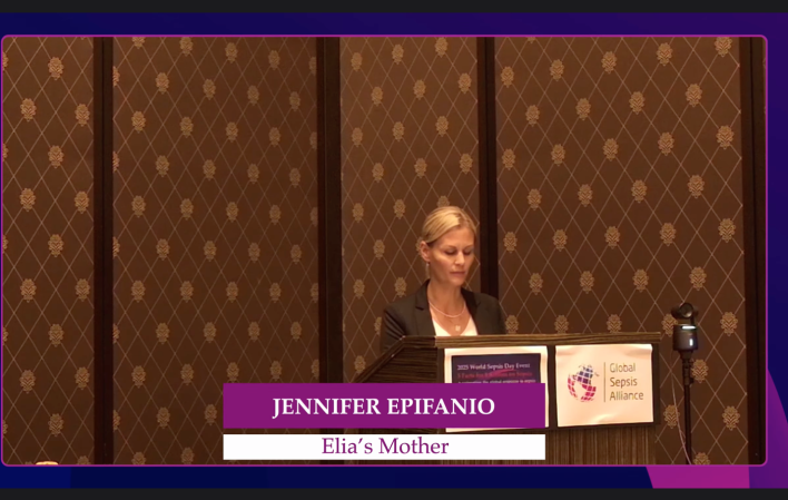 Jennifer Epifanio, proche d'une victime, lors de la conférence de la Global Sepsis Alliance.